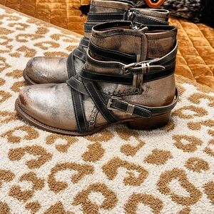 Freebird Metallic and Black Ankle Boots